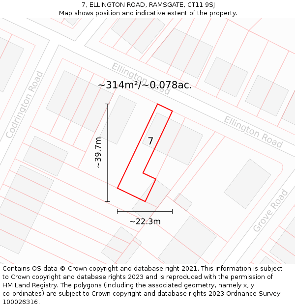 7, ELLINGTON ROAD, RAMSGATE, CT11 9SJ: Plot and title map