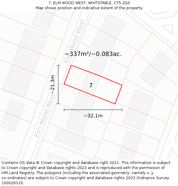 7, ELM WOOD WEST, WHITSTABLE, CT5 2QS: Plot and title map