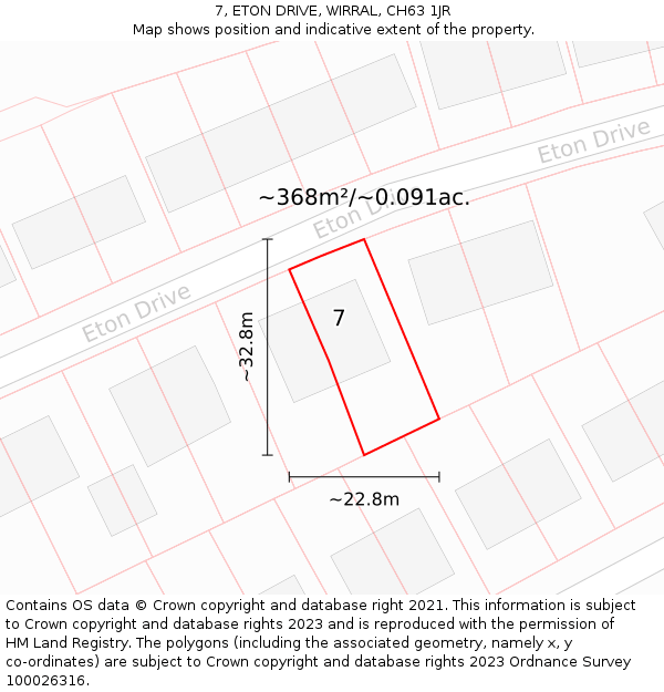 7, ETON DRIVE, WIRRAL, CH63 1JR: Plot and title map