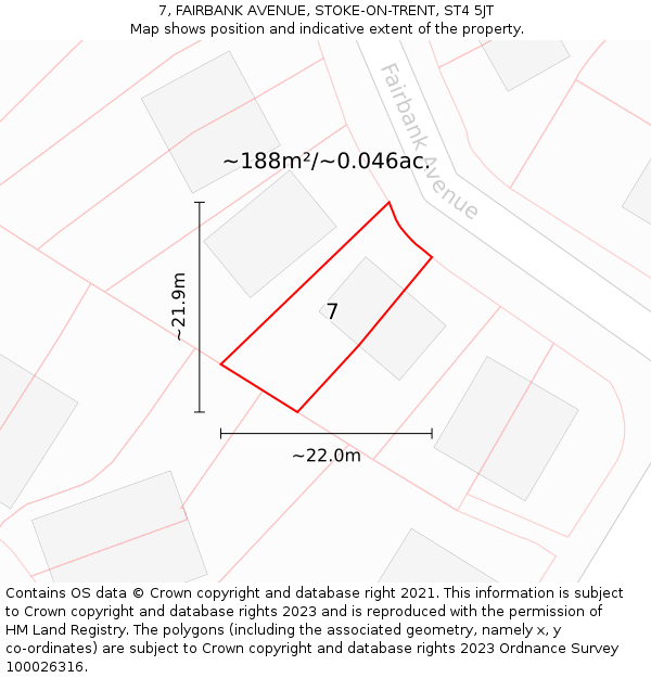 7, FAIRBANK AVENUE, STOKE-ON-TRENT, ST4 5JT: Plot and title map