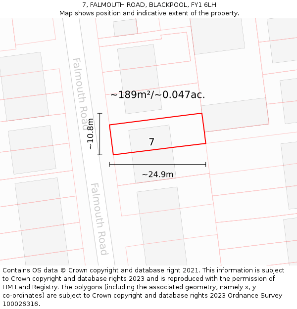 7, FALMOUTH ROAD, BLACKPOOL, FY1 6LH: Plot and title map