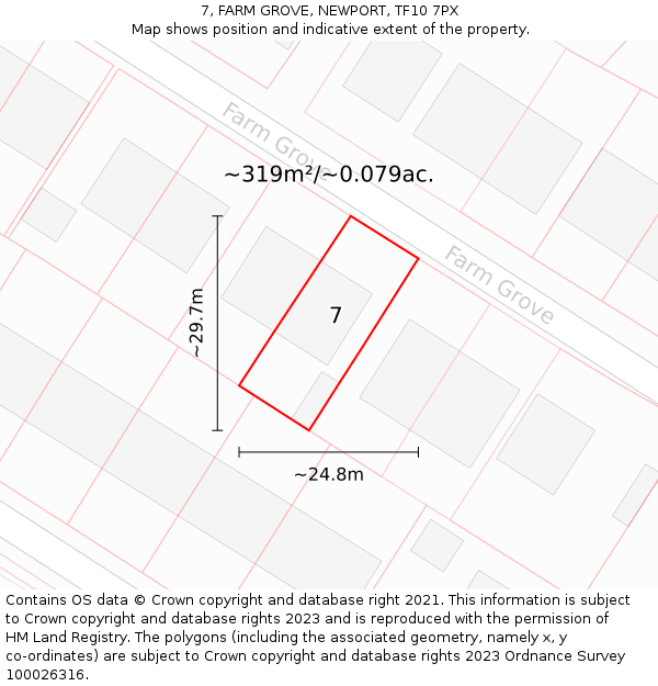 7, FARM GROVE, NEWPORT, TF10 7PX: Plot and title map