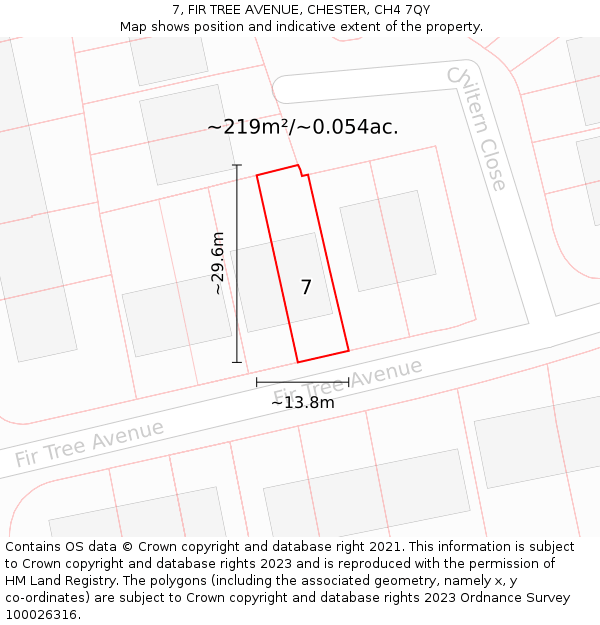 7, FIR TREE AVENUE, CHESTER, CH4 7QY: Plot and title map