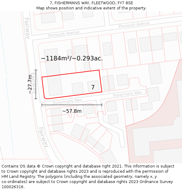 7, FISHERMANS WAY, FLEETWOOD, FY7 8SE: Plot and title map