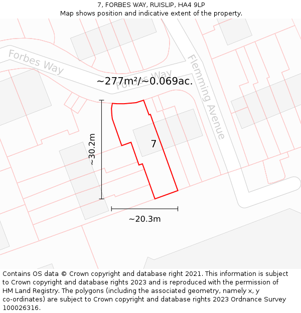 7, FORBES WAY, RUISLIP, HA4 9LP: Plot and title map