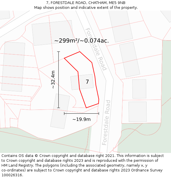 7, FORESTDALE ROAD, CHATHAM, ME5 9NB: Plot and title map