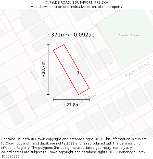 7, FYLDE ROAD, SOUTHPORT, PR9 9XH: Plot and title map