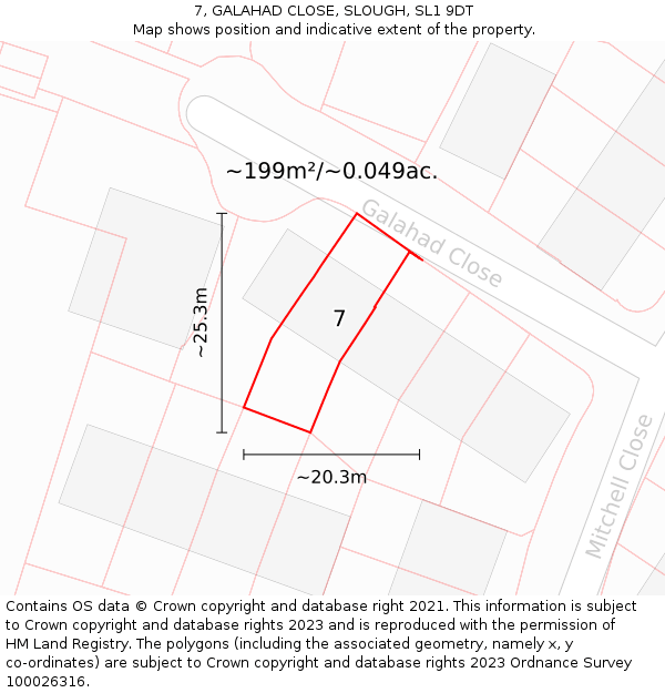 7, GALAHAD CLOSE, SLOUGH, SL1 9DT: Plot and title map