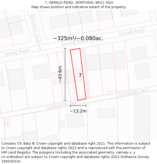 7, GERALD ROAD, WORTHING, BN11 5QG: Plot and title map