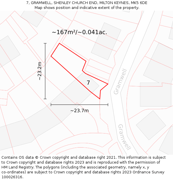 7, GRAMWELL, SHENLEY CHURCH END, MILTON KEYNES, MK5 6DE: Plot and title map