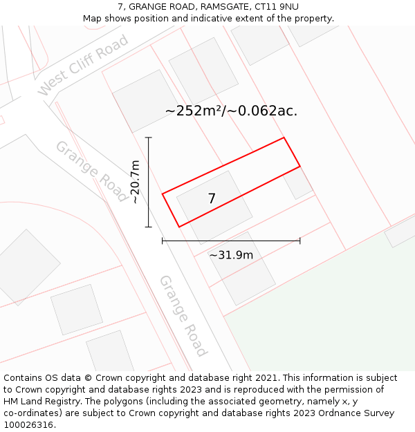 7, GRANGE ROAD, RAMSGATE, CT11 9NU: Plot and title map