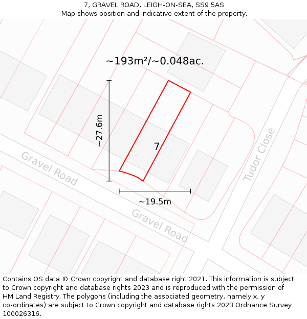 7, GRAVEL ROAD, LEIGH-ON-SEA, SS9 5AS: Plot and title map