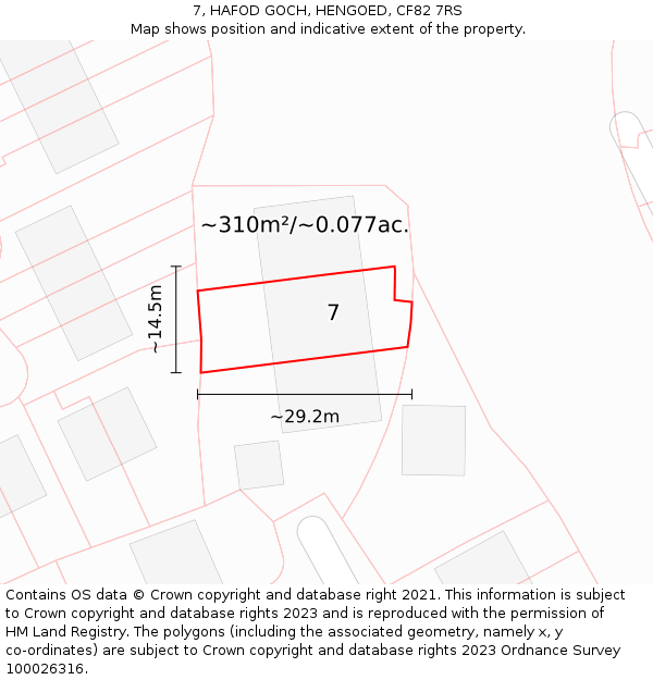 7, HAFOD GOCH, HENGOED, CF82 7RS: Plot and title map