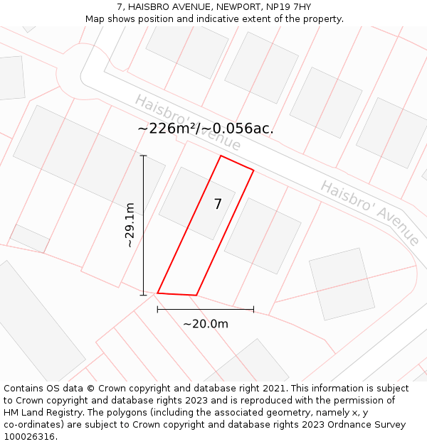 7, HAISBRO AVENUE, NEWPORT, NP19 7HY: Plot and title map
