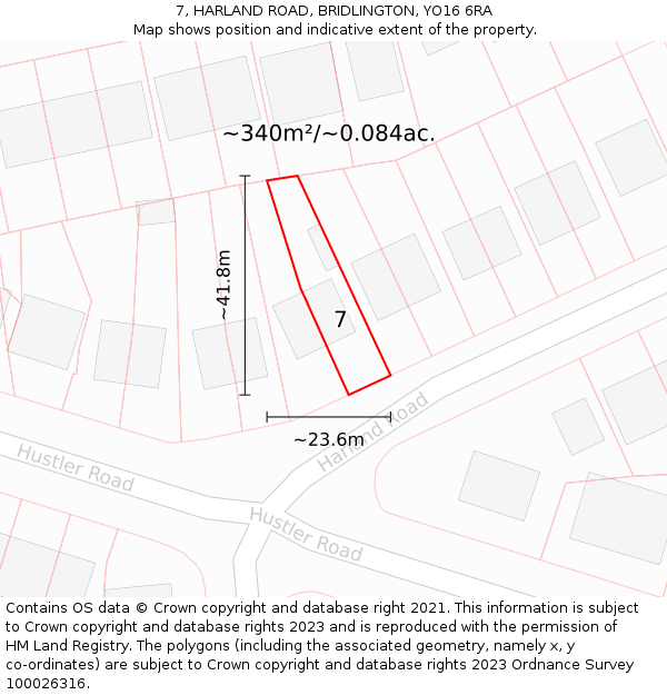 7, HARLAND ROAD, BRIDLINGTON, YO16 6RA: Plot and title map