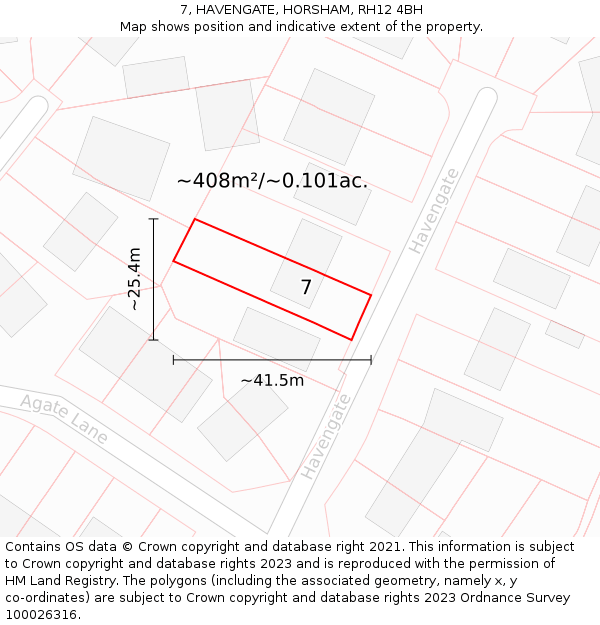 7, HAVENGATE, HORSHAM, RH12 4BH: Plot and title map