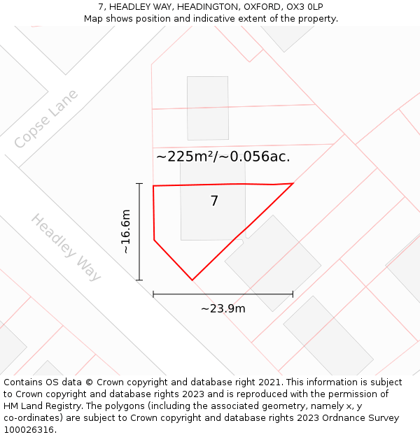 7, HEADLEY WAY, HEADINGTON, OXFORD, OX3 0LP: Plot and title map