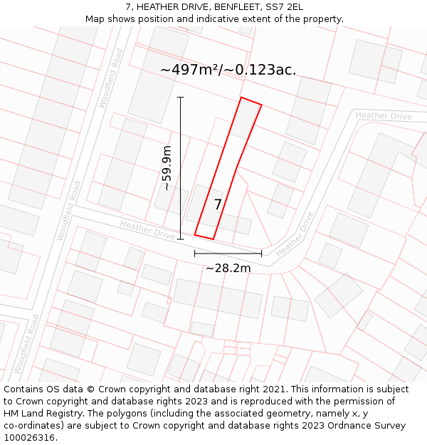 7, HEATHER DRIVE, BENFLEET, SS7 2EL: Plot and title map