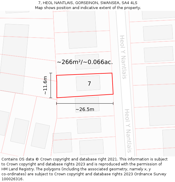 7, HEOL NANTLAIS, GORSEINON, SWANSEA, SA4 4LS: Plot and title map