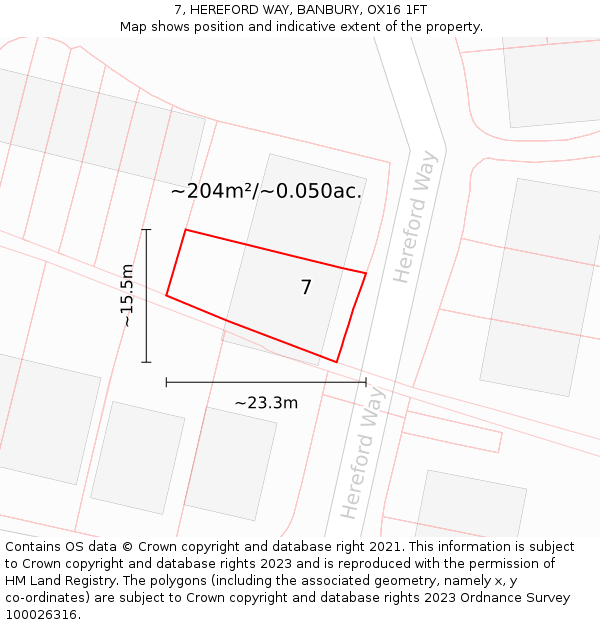 7, HEREFORD WAY, BANBURY, OX16 1FT: Plot and title map