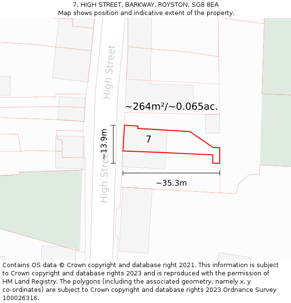 7, HIGH STREET, BARKWAY, ROYSTON, SG8 8EA: Plot and title map