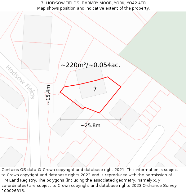 7, HODSOW FIELDS, BARMBY MOOR, YORK, YO42 4ER: Plot and title map