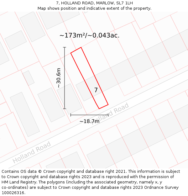 7, HOLLAND ROAD, MARLOW, SL7 1LH: Plot and title map