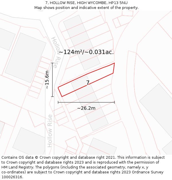 7, HOLLOW RISE, HIGH WYCOMBE, HP13 5NU: Plot and title map