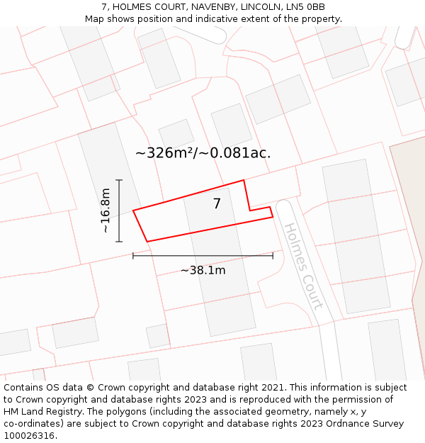 7, HOLMES COURT, NAVENBY, LINCOLN, LN5 0BB: Plot and title map