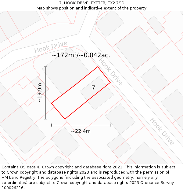 7, HOOK DRIVE, EXETER, EX2 7SD: Plot and title map