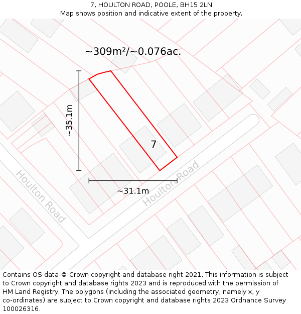 7, HOULTON ROAD, POOLE, BH15 2LN: Plot and title map