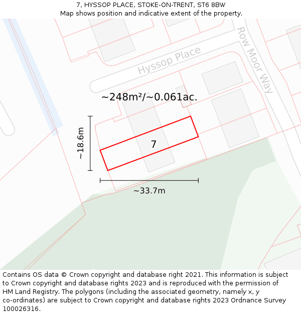 7, HYSSOP PLACE, STOKE-ON-TRENT, ST6 8BW: Plot and title map