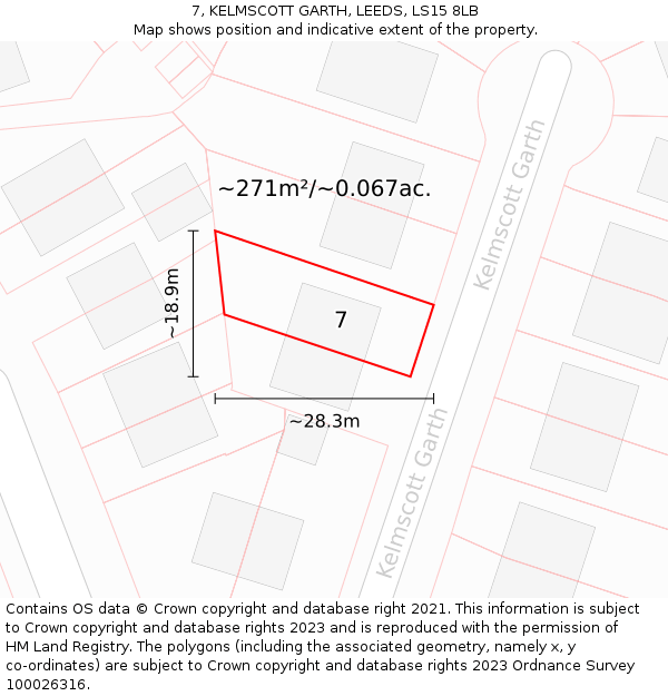 7, KELMSCOTT GARTH, LEEDS, LS15 8LB: Plot and title map