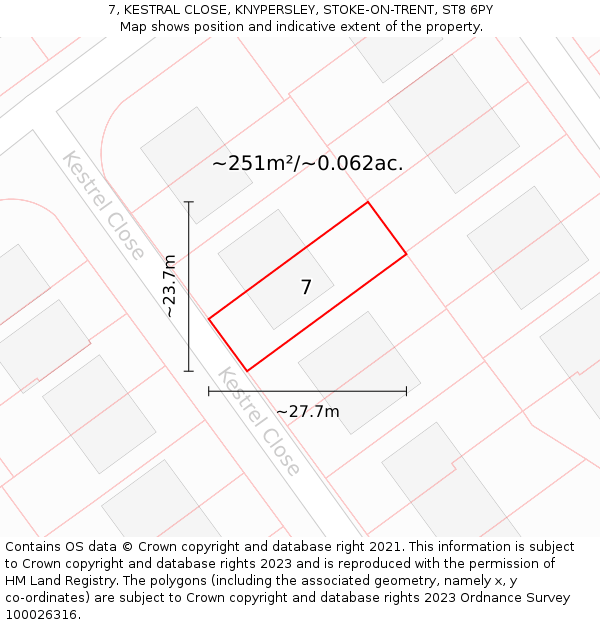 7, KESTRAL CLOSE, KNYPERSLEY, STOKE-ON-TRENT, ST8 6PY: Plot and title map