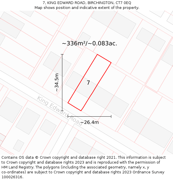 7, KING EDWARD ROAD, BIRCHINGTON, CT7 0EQ: Plot and title map