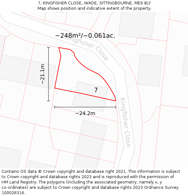 7, KINGFISHER CLOSE, IWADE, SITTINGBOURNE, ME9 8LY: Plot and title map