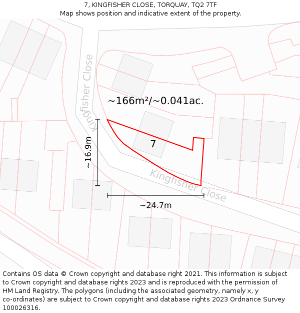 7, KINGFISHER CLOSE, TORQUAY, TQ2 7TF: Plot and title map