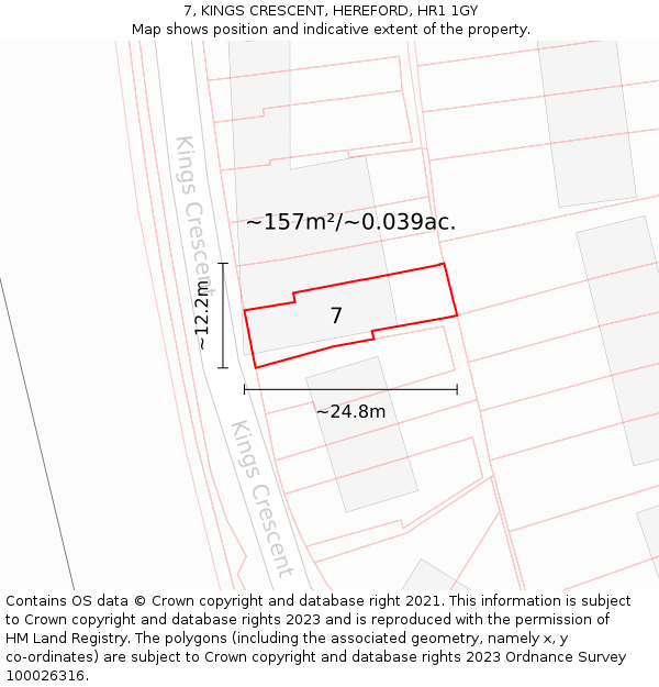 7, KINGS CRESCENT, HEREFORD, HR1 1GY: Plot and title map