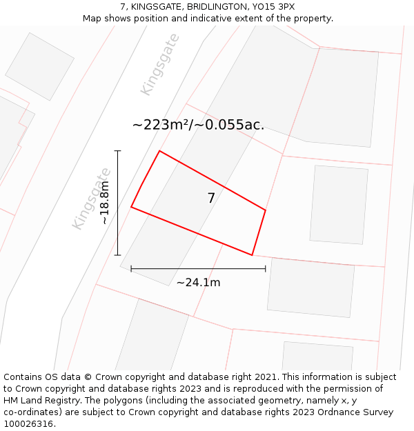 7, KINGSGATE, BRIDLINGTON, YO15 3PX: Plot and title map