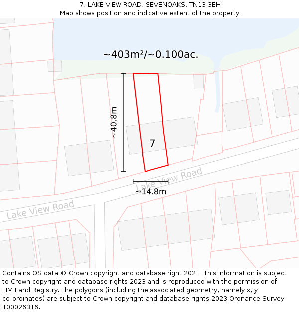 7, LAKE VIEW ROAD, SEVENOAKS, TN13 3EH: Plot and title map