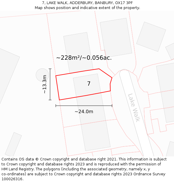 7, LAKE WALK, ADDERBURY, BANBURY, OX17 3PF: Plot and title map