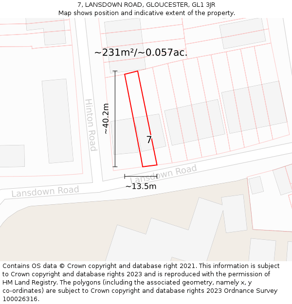 7, LANSDOWN ROAD, GLOUCESTER, GL1 3JR: Plot and title map