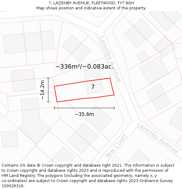 7, LAZENBY AVENUE, FLEETWOOD, FY7 8QH: Plot and title map