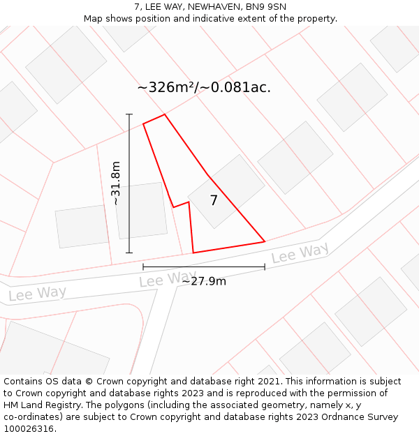 7, LEE WAY, NEWHAVEN, BN9 9SN: Plot and title map