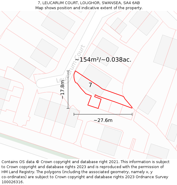 7, LEUCARUM COURT, LOUGHOR, SWANSEA, SA4 6AB: Plot and title map