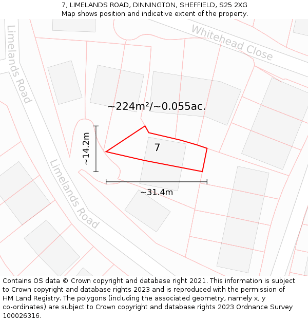 7, LIMELANDS ROAD, DINNINGTON, SHEFFIELD, S25 2XG: Plot and title map