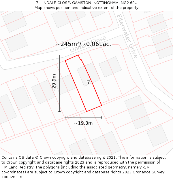 7, LINDALE CLOSE, GAMSTON, NOTTINGHAM, NG2 6PU: Plot and title map