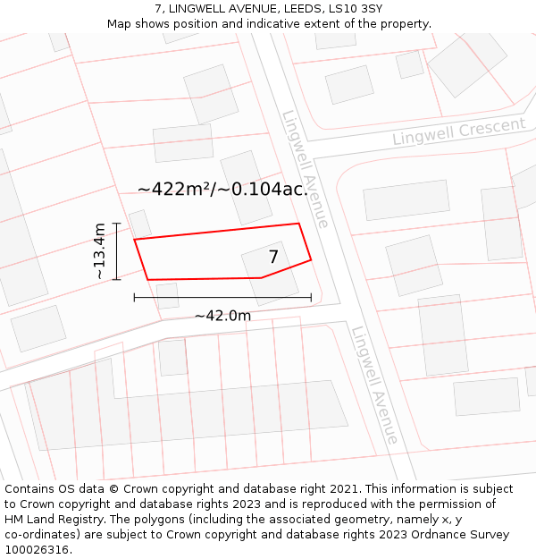 7, LINGWELL AVENUE, LEEDS, LS10 3SY: Plot and title map