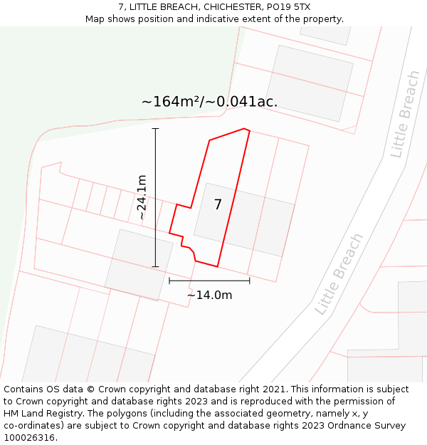 7, LITTLE BREACH, CHICHESTER, PO19 5TX: Plot and title map