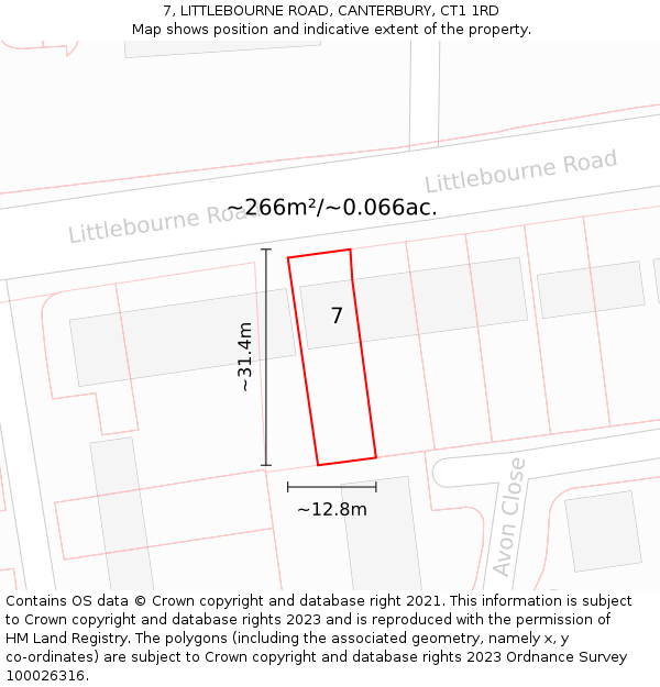 7, LITTLEBOURNE ROAD, CANTERBURY, CT1 1RD: Plot and title map